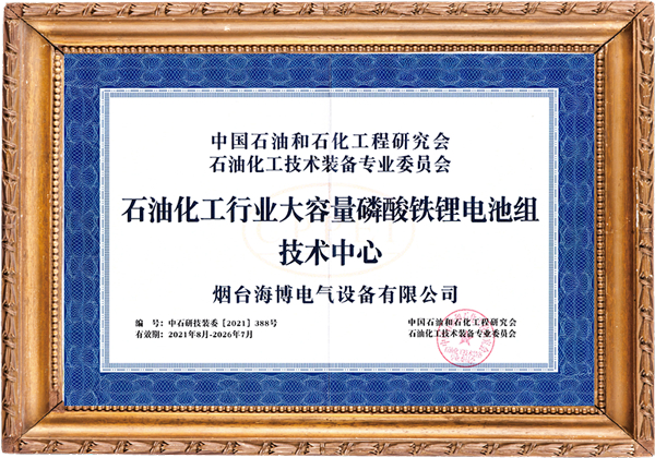 海博獲石化行業(yè)大容量磷酸鐵鋰電池組技術(shù)中心